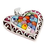 Red/Multi-Color Millacreli Heart Pendant