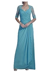 Chiffon Applique Lace Elbow Length Sleeves Natural   Waistline  Dress