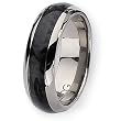 Domed Black Carbon Fiber Polished Titanium Ring (8.0 mm) - Sizes 6-13