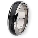 Domed Black Carbon Fiber Polished Titanium Ring (8.0 mm) - Sizes 6-13