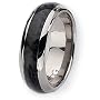 Domed Black Carbon Fiber Polished Titanium Ring (8.0 mm) - Sizes 6-13