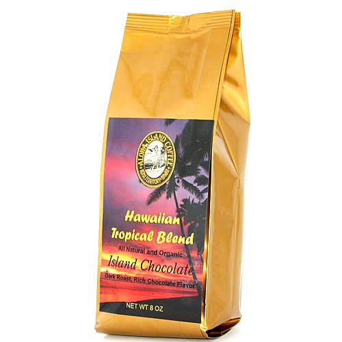 Aloha Island Coffee Chocolate Organic Hawaiian Coffee Blend, Ground, 8-ounce Packages (Pack of 2)