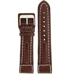 Watch Band Brown with White Stitching Italian Leather 22 millimeters Tech Swiss