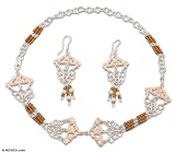 Pearl jewelry set, 'Gothic Lace' 1 W 16.7 L