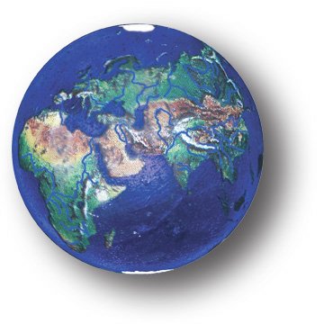 Buy Blue Earth Marble With Natural Earth Continents, Recycled Glass, 1.4 Inch Diameter by Shasta Visions now!