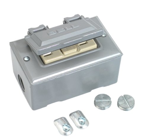 Hubbell Raco 5874-5 Cover and GFCI Receptacle Weatherproof Box, Gray Hubbell Raco 5874-5 Cover and GFCI Receptacle Weatherproof Box, Gray