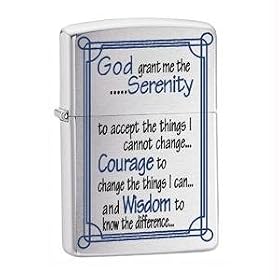 Zippo Serenity Prayer Brushed Chrome Pocket Lighter