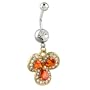 Flower July Birthstone Button Navel Body Jewelry Dangle Belly Ring