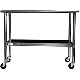 TRINITY EcoStorage NSF Stainless Steel Table with Wheels, 48-Inch