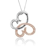 14k White and Rose Gold Pink Diamond Butterfly Pendant (1/5 cttw)