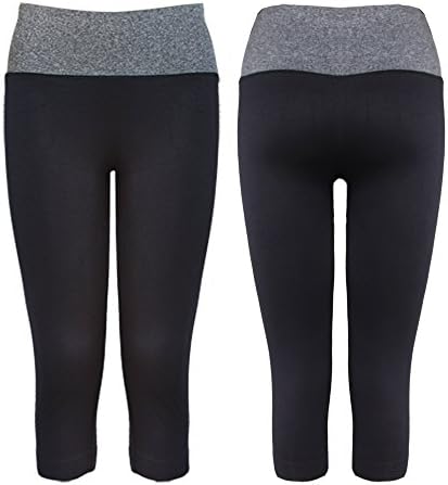 Saemless Capri Women's Sports Leggings Workout Pants Yoga Leggings (Gray)