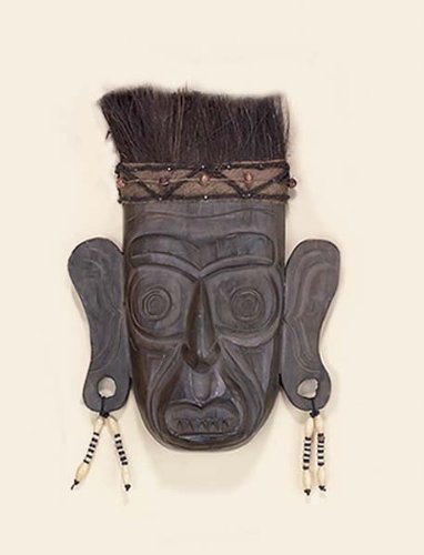 Wood Indian Tribal Mask 15"H