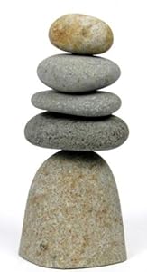 Zen Garden Quintuple 5 Rock Stacked Cairn Trail Marker Natural River Stone Art Statue