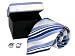 White, Blue, and Gold Striped Silk Necktie & Cufflinks