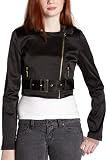Ashley Junior's Belted Sateen Motorcycle Jacket,Black,Large