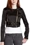 Ashley Junior's Belted Sateen Motorcycle Jacket,Black,Large