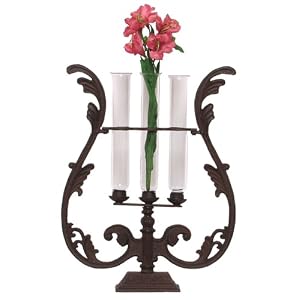 Cast Iron & Glass Lyre Vase