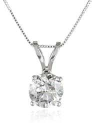 IGI Certified 14k Gold Round Diamond Solitaire Pendant Necklace (1.00 cttw, I-J Color, I1-I2 Clarity), 18"