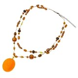 Twin Strand Amber Resin Pendant Necklace
