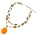 Twin Strand Amber Resin Pendant Necklace