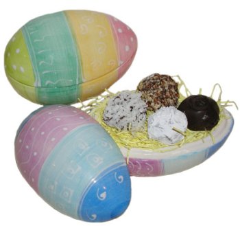 12 Handmade Sugar Free, Low Carb, Belgian Chocolate Truffles In Ceramic Easter Egg by Low Carb Chocolates