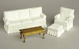 White W/walnut Living Rm Set 4pc 1 Scale