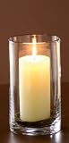 Hurricane Candle Holder with Candle - Medium (Clear/Ivory) (8.75H x 4.75W x 4.75D)