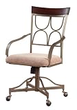 Langley Castered Dining Arm Chair Set (Dark Cherry / Bronze) (40H x 23W x 25D)