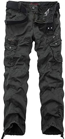 Kossedeng Cotton Washed Cargo Slim fit Twill Pant with Drawstring Tie Dark grey Size US 29(label size 30)