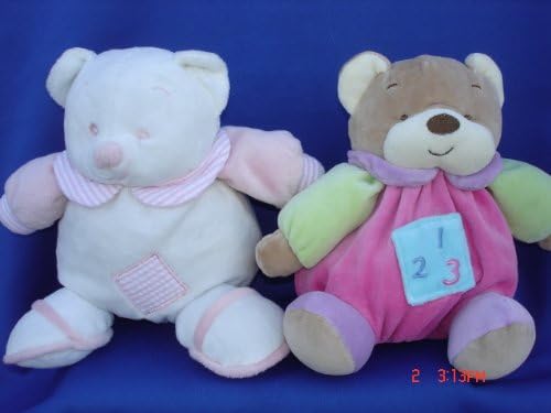 Ultra Soft My First Baby Pink Teddy Bear Toy Rattle Stuffed Animal, 7 Inches Tall, 2 Pcs Set