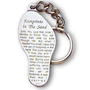 Fine Pewter Footprints in the Sand Key Chain