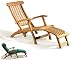 Grade A Teak Steamer Chair with Green Cushion