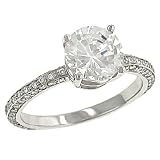 Round Pave Diamond Engagement Ring .43cttw (CZ ctr)