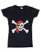 Shop4Ever® Jolly Roger Skull Crossbones Women's V-Neck T-shirt Pirate Flag Shirts SLIM FIT