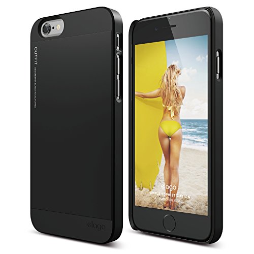 iPhone 6S Case, elago [Outift][Soft feel Black / Black] - [Premium Hybrid Construction][Dual Toned][Spark Design Award] - for iPhone 6/6S