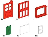 Lego Building Accessories - WINDOWS, DOORS and SHUTTERS, Assorted Sizes Bulk Pack, 44 pcs