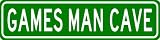 GAMES MAN CAVE Sign - Personalized Last Name Sign - Aluminum - 4 x 18 Inches