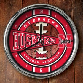 Nebraska Huskers Chrome Wall Clock