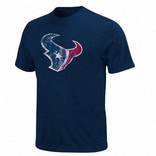 NFL Men's Houston Texans Vintage Logo III Short Sleeve Basic Tee (Navy Heather, X-Large)