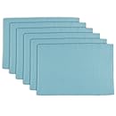 DII 100% Cotton, Ribbed 13x 19" Everyday Basic Placemat Set of 6, Light Blue