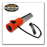 Survivor Fire Starters Magnesium Firesteel Orange, Flint and Steel