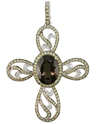 18KW Topaz, Yellow Sapphire & Diamond Cross Pendant w/ Black Rhodium