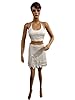 Bohoi Dress Sequin Embroidered White Halter Neck Blouse with Short Wrap Skirt