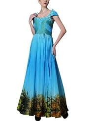 A-line Beaded Applique Cap Sleeves Chiffon Cocktail Floor Length Square Neck General Print Evening Dress/Homecoming Dress/Pageant Dress/Prom Dress/Party Dress/Wedding Dress 