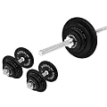 Guss Hantel-Set 69,5Kg (1 x Langhantelstange 168cm, 2 x Kurzhantelstange 35cm, 4x1,25, 4x2,5, 4x5 und 2x10Kg Hantelscheiben) Gewichte Kurzhanteln
