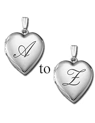 Solid14K White Gold English Style Initial Locket 3/4 inch x 3/4 inch in Solid 14K White Gold