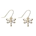 10KT Yellow Gold Dragonfly Dangling Earrings
