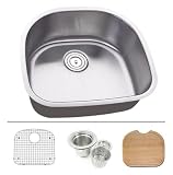 23 Inch Stainless Steel Undermount Kitchen / Bar / Prep Sink D-Bowl - 16 Gauge FREE ACCESSORIES