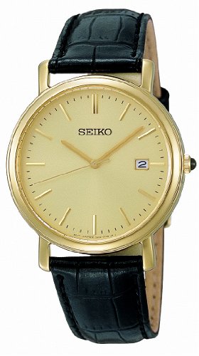 Seiko Herren-Armbanduhr XL Analog Leder SKK646P1