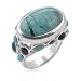 Women's Peacock Turquoise, Lapis, Chrysocolla Stone Ring-Size 6"